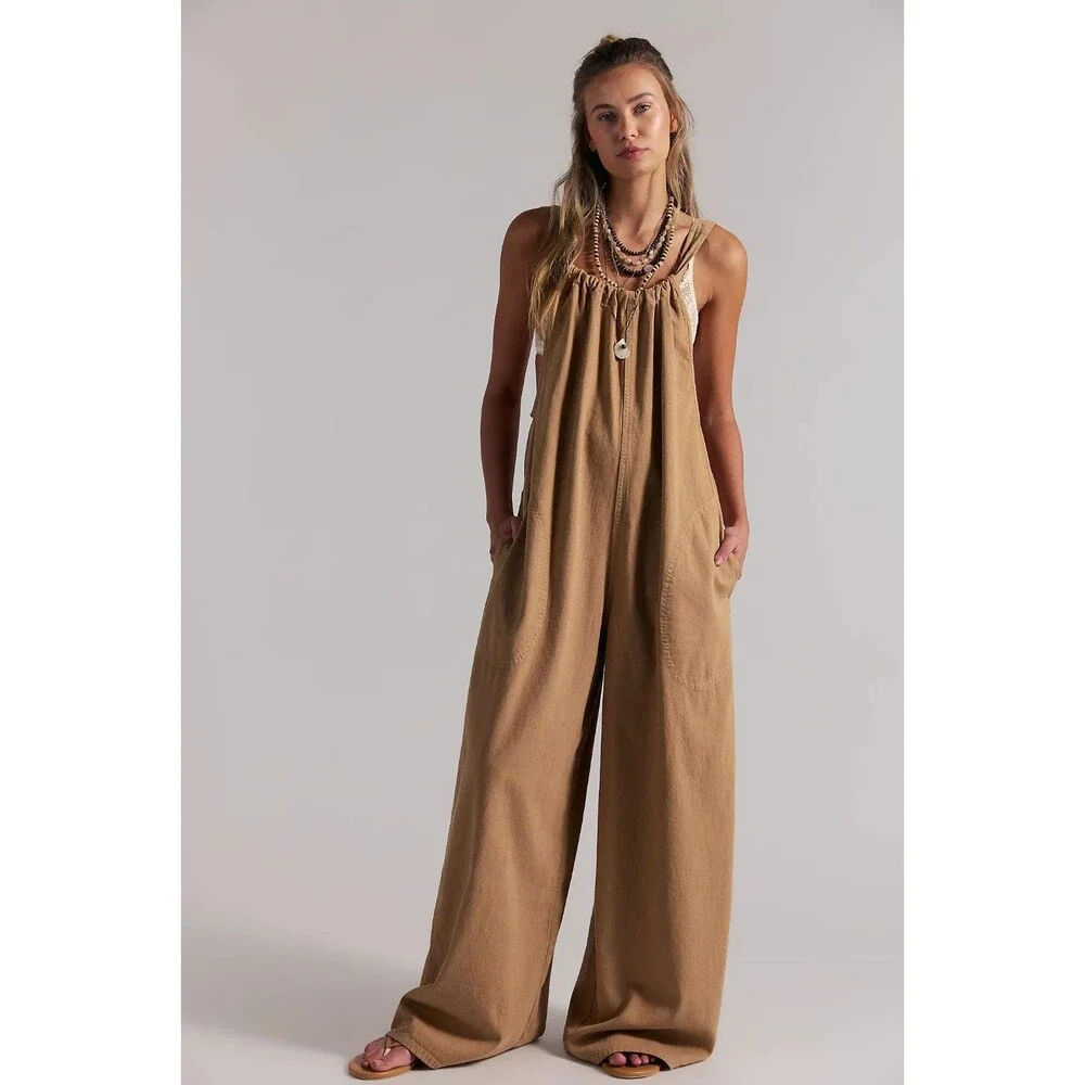 Free People We The Free Freebird Jumpsuit Cashew Medium M NWT